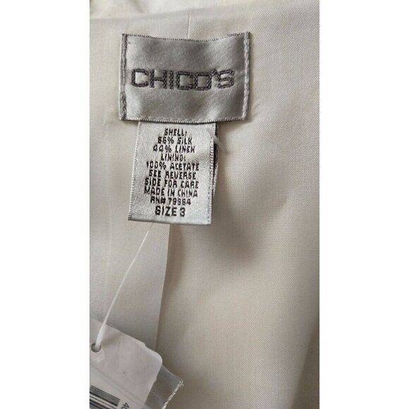 Chico’s silky Ease Vanya 3/4 eggshell Jacket Women’s Size 3 - Picture 5 of 7